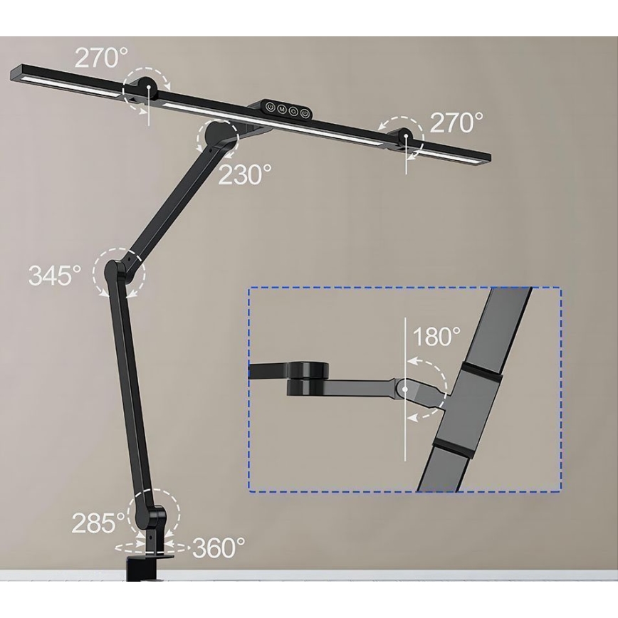 LED Dæmpbar touch-funktion flexible bordlampe LED/24W/230V 3000-6500K CRI 92 sort