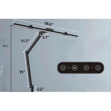 LED Dæmpbar touch-funktion flexible bordlampe LED/24W/230V 3000-6500K CRI 92 sort