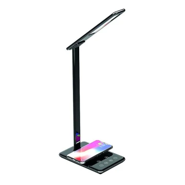 LED bordlampe med trådløs opladning og touch-funktion dæmpbar JOY LED/6W/230V + USB sort