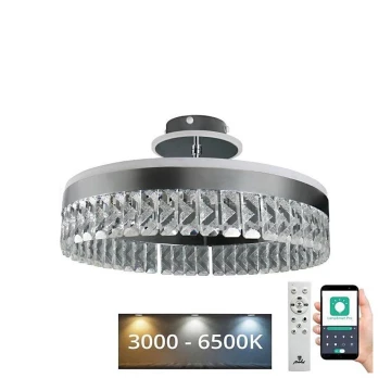 LED Dæmpbar krystal Loftlampe LED/75W/230V 3000-6500K krom + fjernbetjening