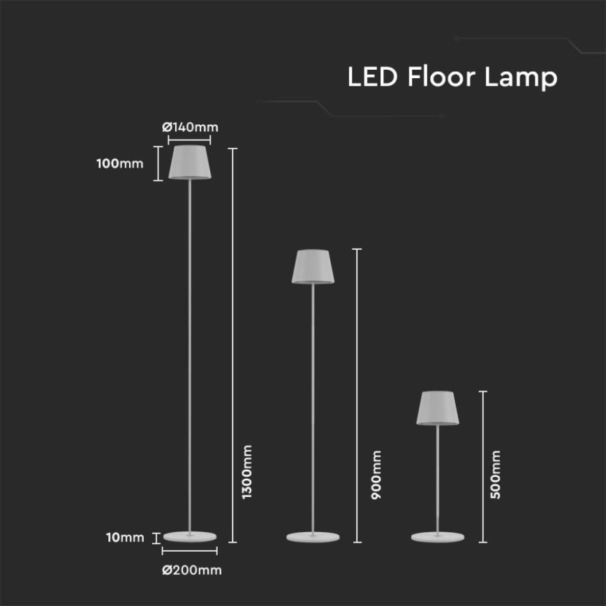 LED Genopladelig gulvlampe dæmpbar 03.01.2001 LED/4W/5V 4400 mAh 3000K IP54 hvid