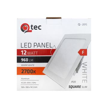 LED indbygningslampe QTEC LED/12W/230V 2700K 16,8x16,8 cm