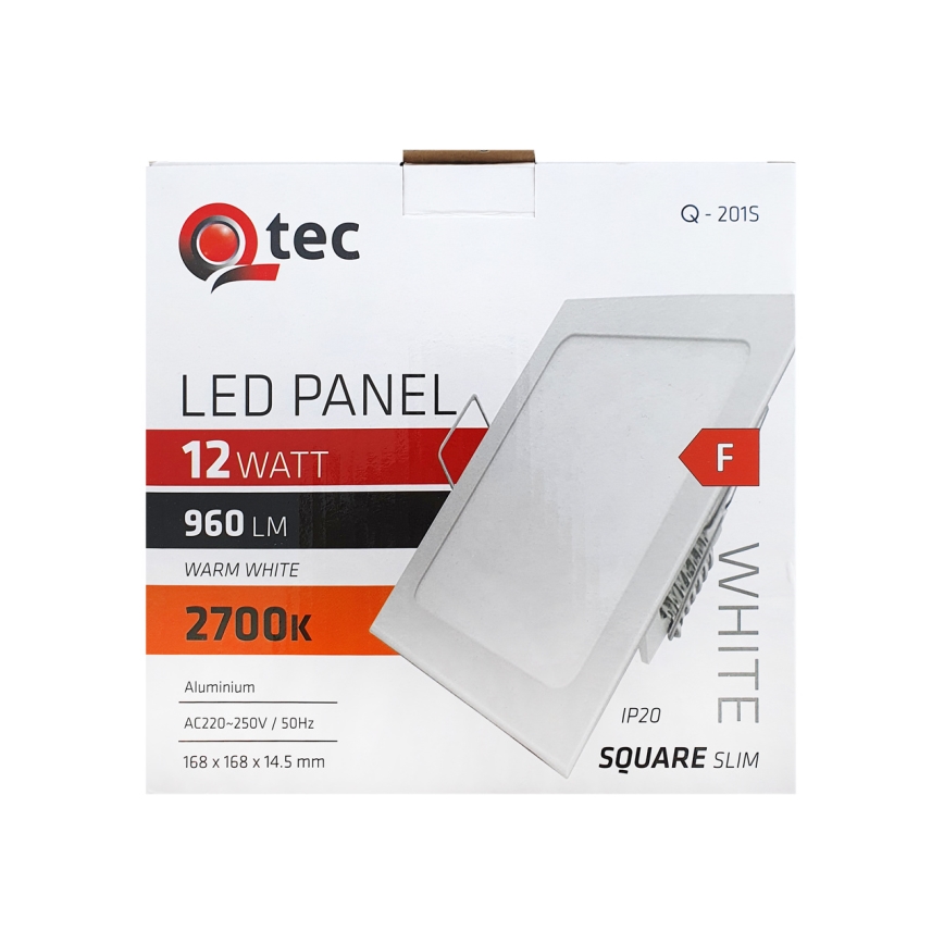 LED indbygningslampe QTEC LED/12W/230V 2700K 16,8x16,8 cm