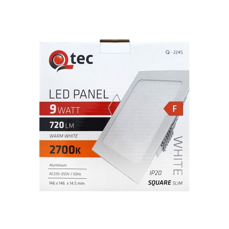 LED indbygningslampe QTEC LED/9W/230V 2700K 14,6x14,6 cm