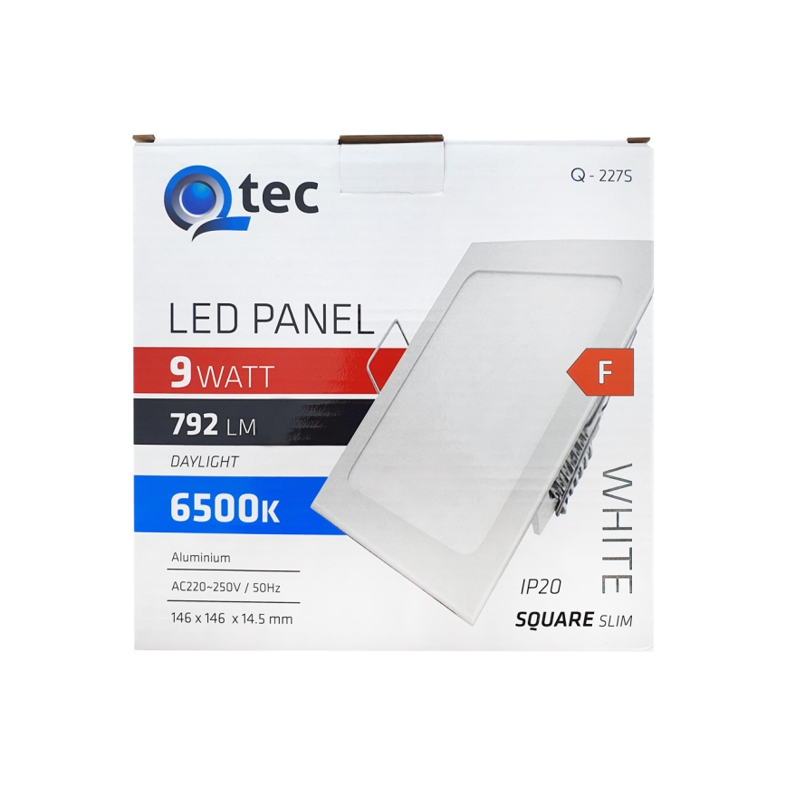 LED indbygningslampe QTEC LED/9W/230V 6500K 14,6x14,6 cm