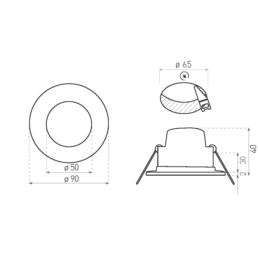 LED indbygningslampe til badeværelse BONO LED/5W/230V 3000K IP65 hvid