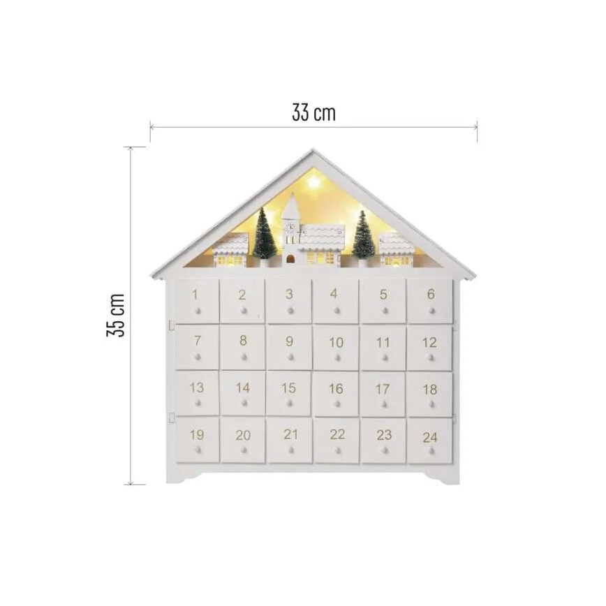 LED julekalender 8xLED/2xAA hvid