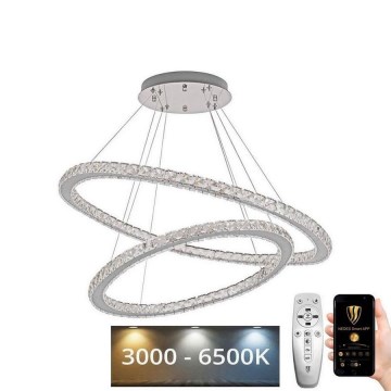 LED krystalpendel dæmpbar LED/160W/230V 3000-6500K sølvfarvet + fjernbetjening