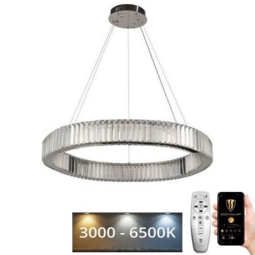 LED krystalpendel dæmpbar LED/50W/230V 3000-6500K krom + fjernbetjening