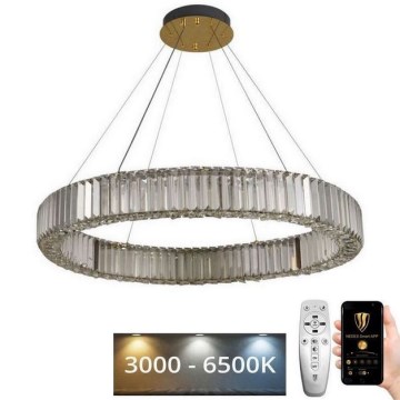 LED krystalpendel dæmpbar LED/50W/230V 3000-6500K krom/guldfarvet + fjernbetjening