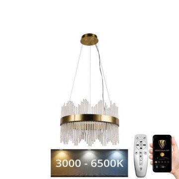 LED krystalpendel dæmpbar LED/70W/230V 3000-6500K guldfarvet + fjernbetjening