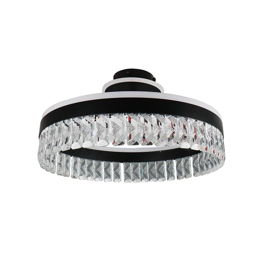 LED Dæmpbar krystal Loftlampe LED/75W/230V 3000-6500K sort + fjernbetjening