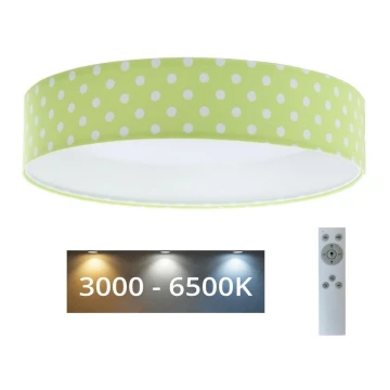 LED loftlampe dæmpbar SMART GALAXY KIDS LED/24W/230V 3000-6500K prikker grøn/hvid + fjernbetjening