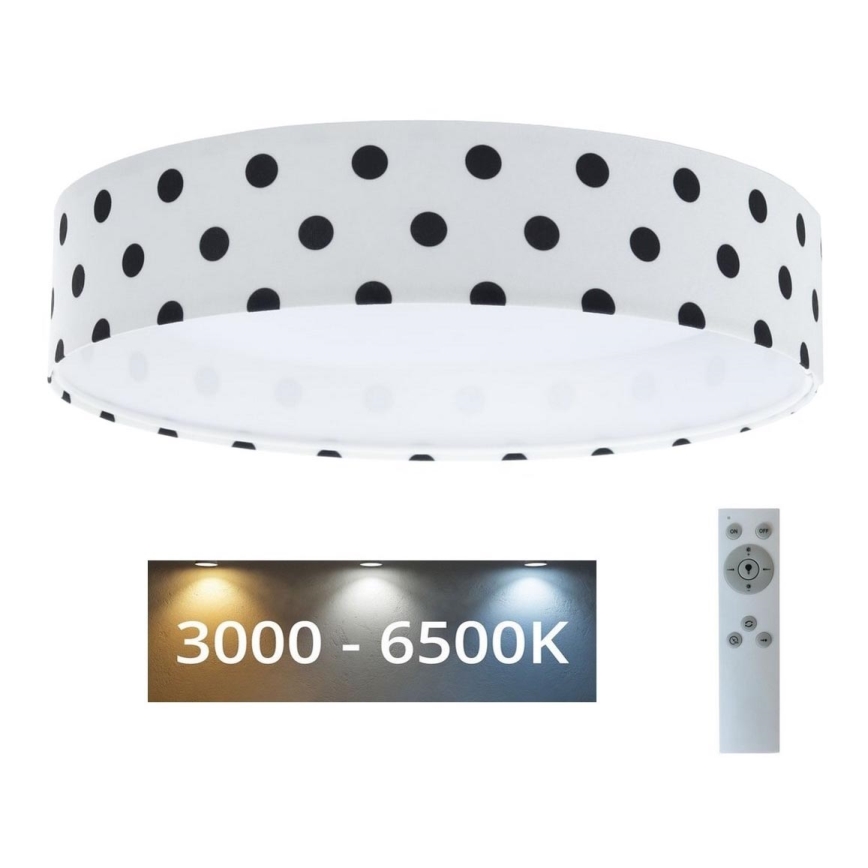 LED loftlampe dæmpbar SMART GALAXY KIDS LED/24W/230V 3000-6500K prikker hvid/sort + fjernbetjening