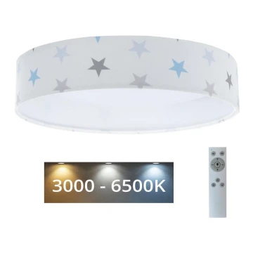 LED loftlampe dæmpbar SMART GALAXY KIDS LED/24W/230V 3000-6500K stjerner hvid/grå/blå + fjernbetjening
