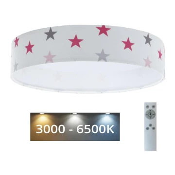 LED loftlampe dæmpbar SMART GALAXY KIDS LED/24W/230V 3000-6500K stjerner hvid/lyserød/grå + fjernbetjening