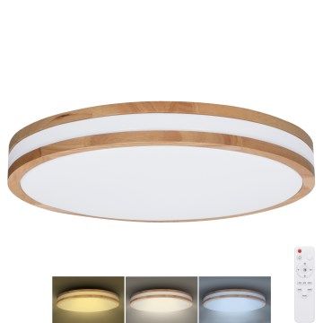 LED loftlampe dæmpbar WOODY LED/60W/230V 3000-6500K eg diameter 50 cm + fjernbetjening