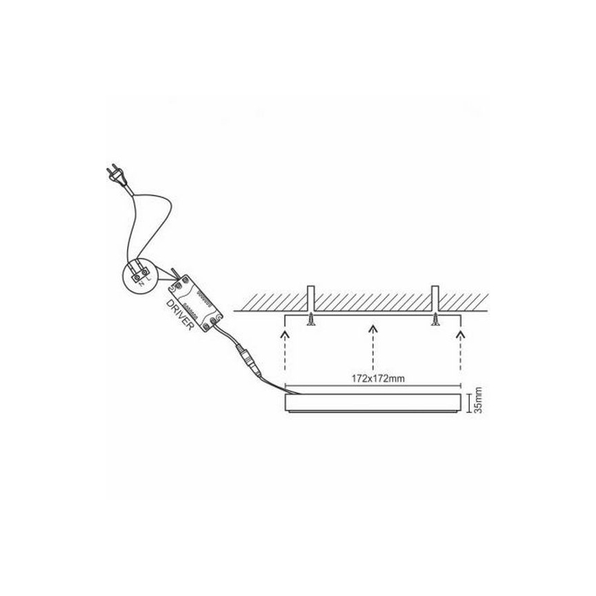 LED loftlampe LED/12W/230V 4000K 17,2x17,2 cm