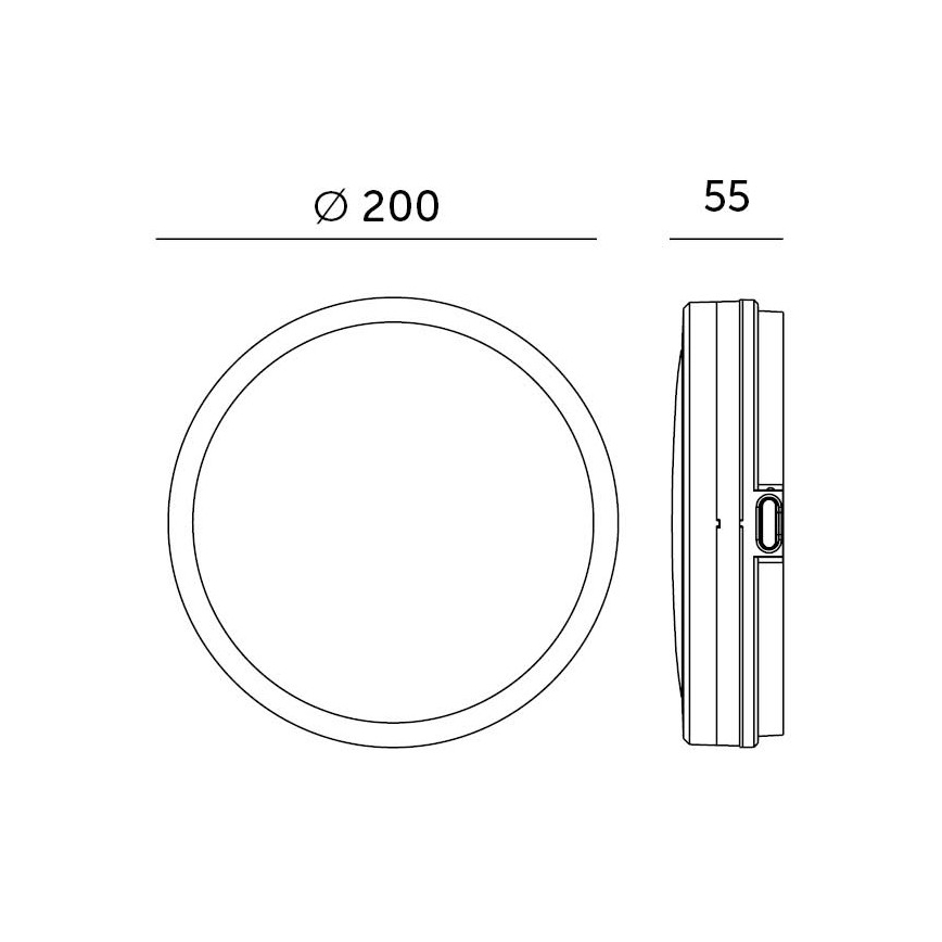 LED loftlampe til badeværelse LED/12W/230V 3000/4000/6500K IP65 diameter 20 cm sort