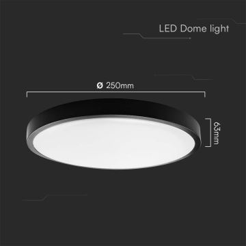 LED loftlampe til badeværelse LED/18W/230V IP44 3000K diameter 25 cm sort