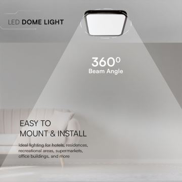 LED loftlampe til badeværelse LED/24W/230V IP44 4000K 29x29 cm sort