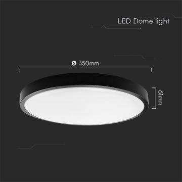 LED loftlampe til badeværelse LED/36W/230V IP44 4000K diameter 35 cm sort