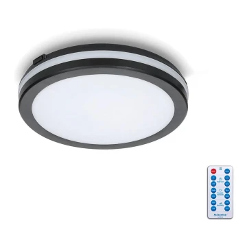 LED loftlampe til badeværelse med sensor LED/12W/230V 3000/4000/6500K IP65 diameter 20 cm sort + fjernbetjening