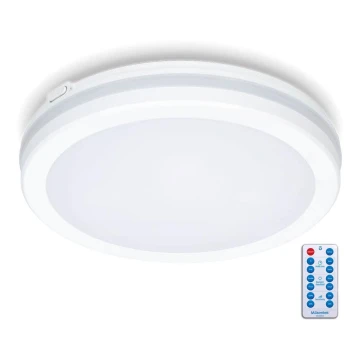 LED loftlampe til badeværelse med sensor LED/18W/230V 3000/4000/6500K IP65 diameter 30 cm hvid + fjernbetjening