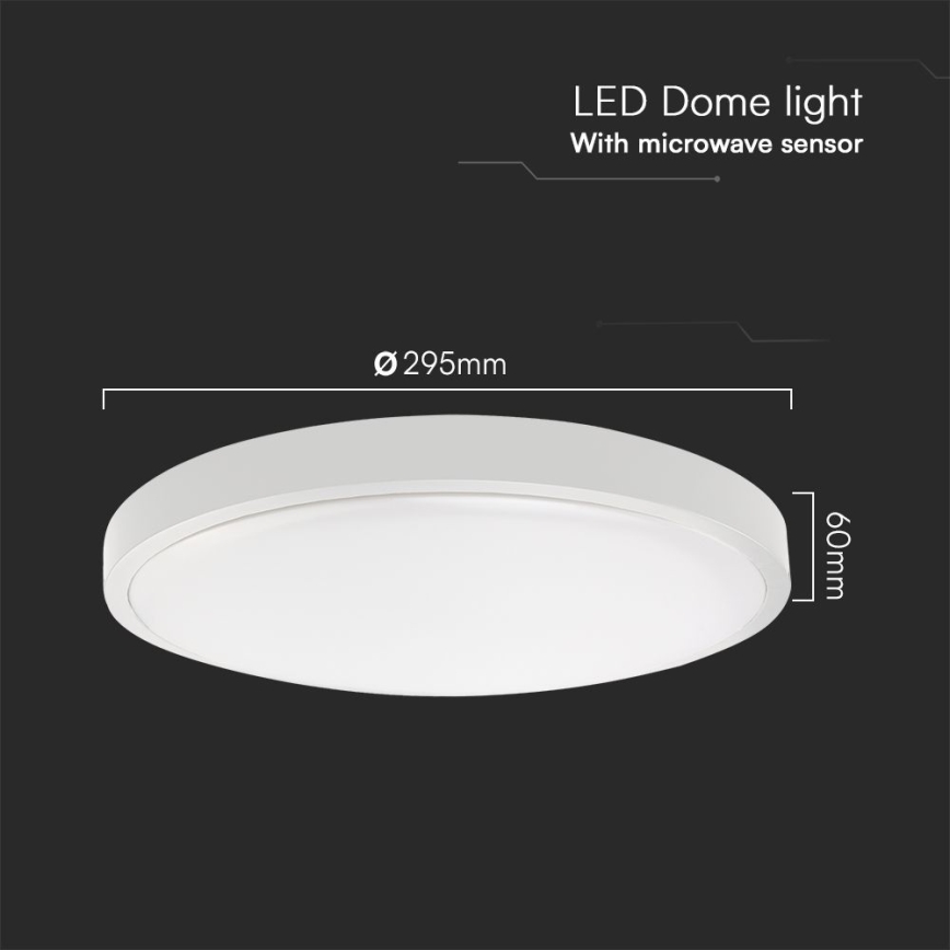 LED loftlampe til badeværelse med sensor LED/18W/230V IP44 3000K diameter 29 cm hvid + fjernbetjening