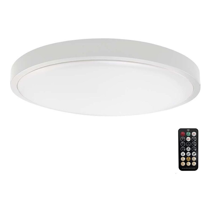 LED loftlampe til badeværelse med sensor LED/24W/230V 3000K IP44 hvid + fjernbetjening