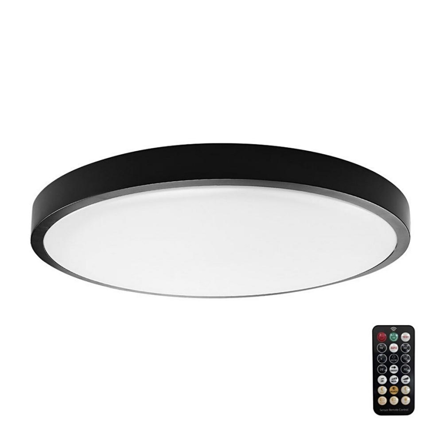 LED loftlampe til badeværelse med sensor SAMSUNG CHIP LED/18W/230V IP44 4000K diameter 29 cm sort + fjernbetjening