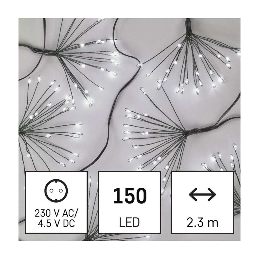 LED lyskæde 150xLED/5,35 m kold hvid