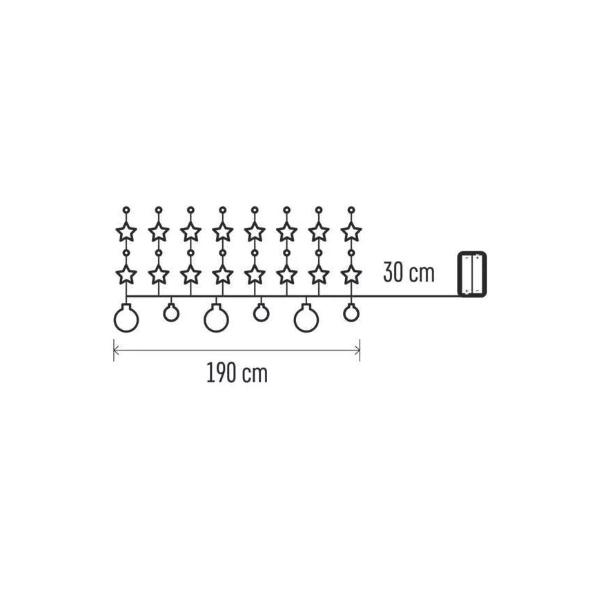 LED lyskæde 20xLED/2xAA 2,2 m varmt hvidt lys