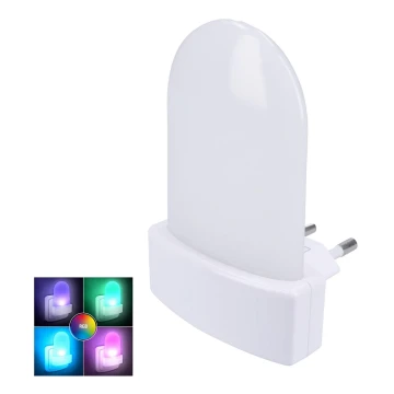 LED natlampe med sensor RGB-farver LED/0,5W/230V til stikkontakt