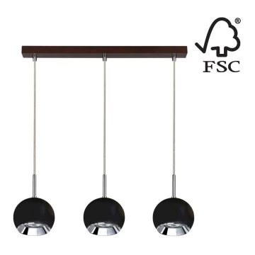 LED pendel BALL WOOD 3xGU10/5W/230V - FSC-certificeret