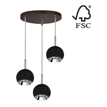 LED pendel BALL WOOD 3xGU10/5W/230V - FSC-certificeret