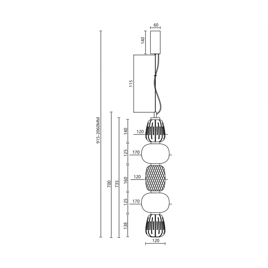 LED pendel CARO LED/40W/230V krom