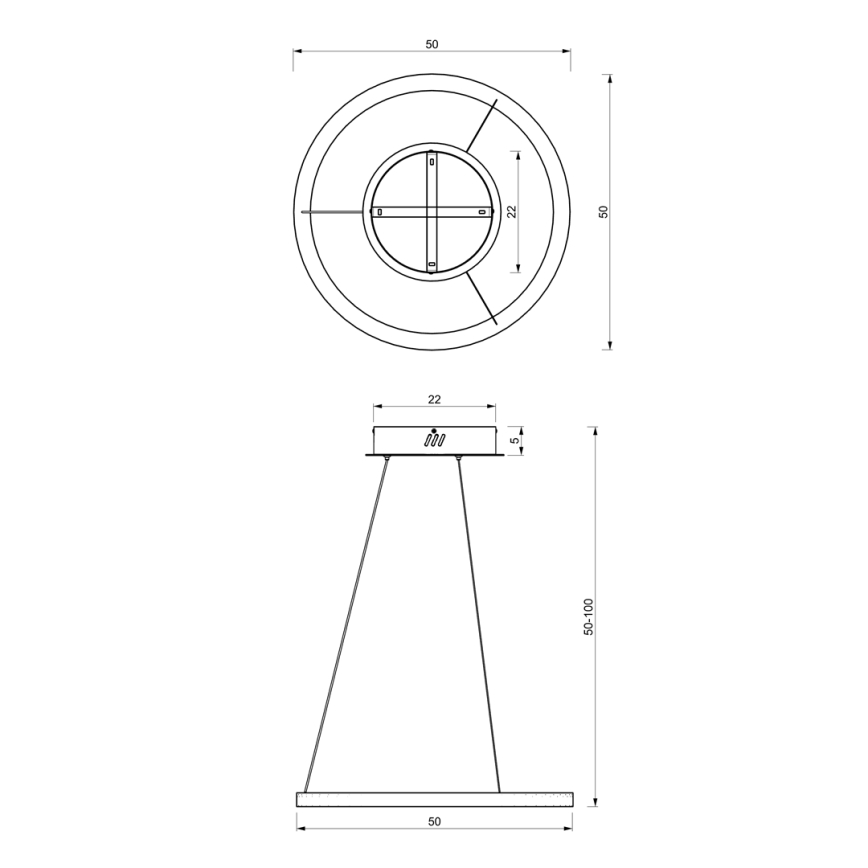 LED pendel GALAXIA LED/26W/230V sort