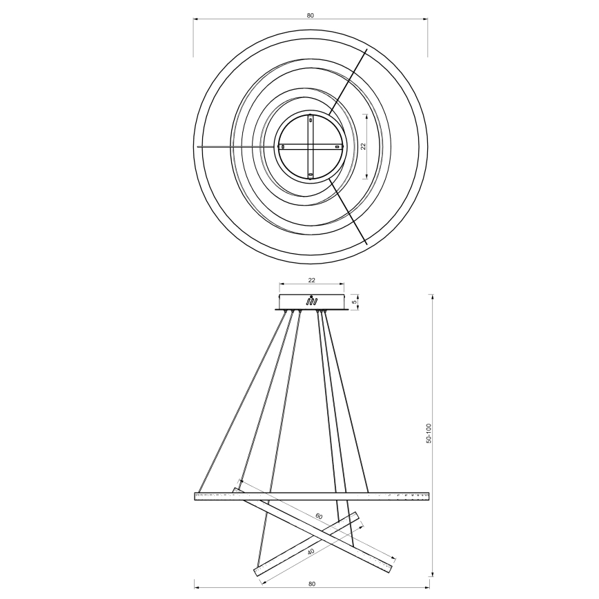 LED pendel GALAXIA LED/85W/230V guldfarvet