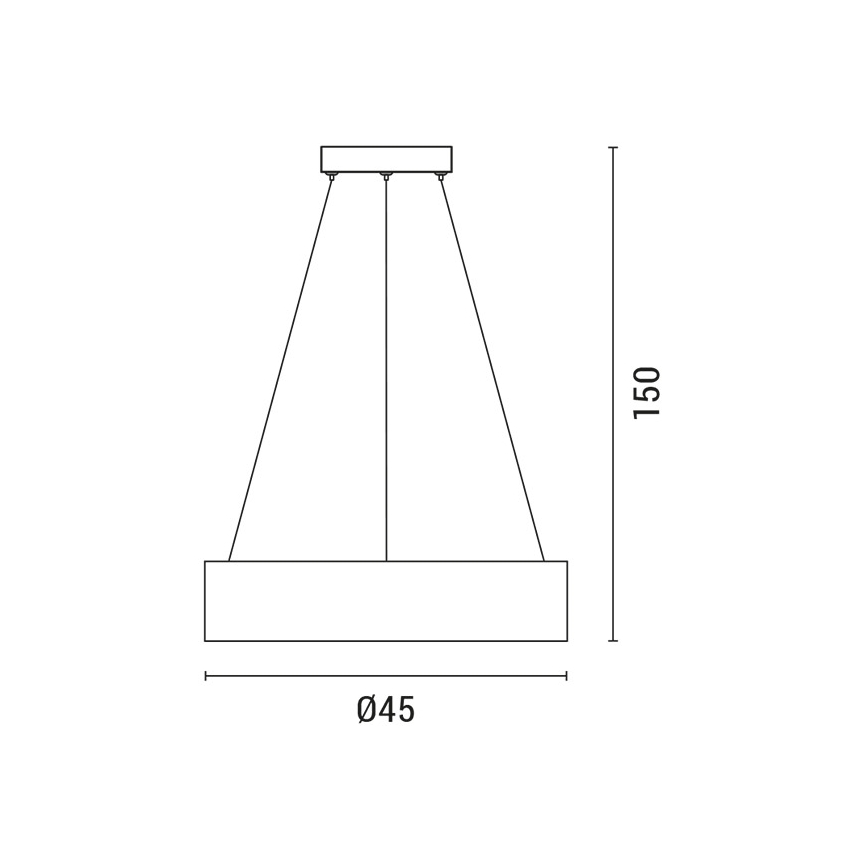 LED pendel LED/30W/230V 3000K diameter 45 cm sort/eg