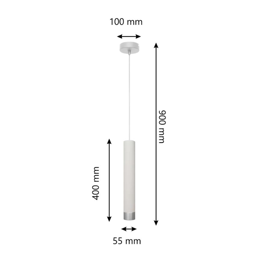 LED pendel TUBA 1xGU10/4,8W/230V hvid/mat krom