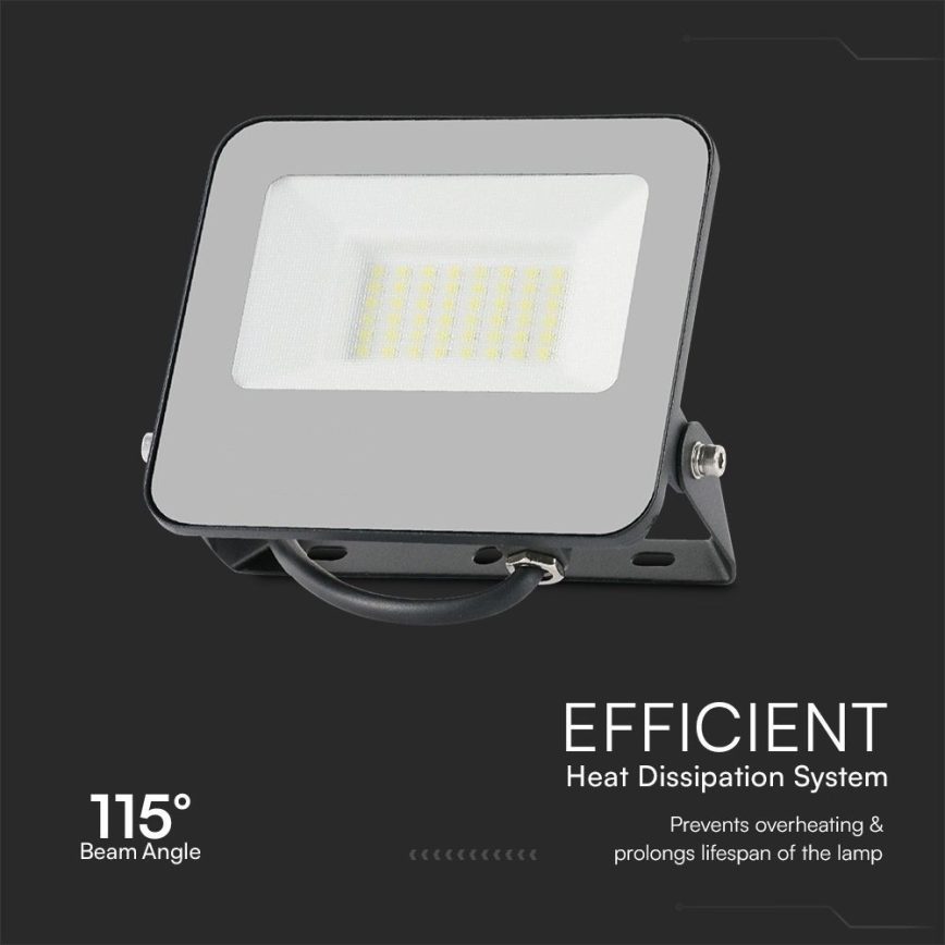 LED projektør m. RGBW-farver dæmpbar LED/30W/230V IP65 grå + fjernbetjening