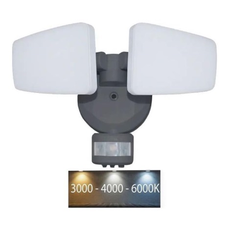 LED projektør med sensor LED/24W/230V 3000/4000/6000K IP54 antracit