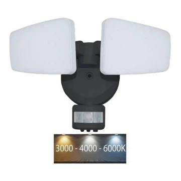 LED projektør med sensor LED/24W/230V 3000/4000/6000K IP54 sort