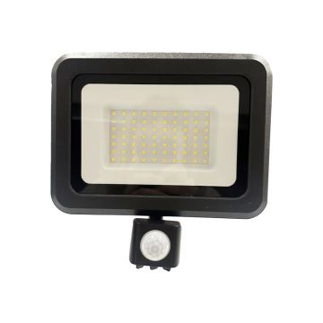 LED projektør med sensor LED/50W/230V 4000K IP44 sort