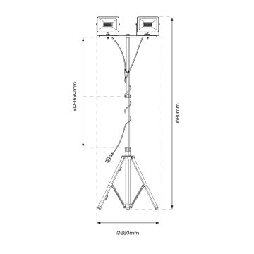 LED Projektør med stativ 2xLED/50W/230V 4000K IP44