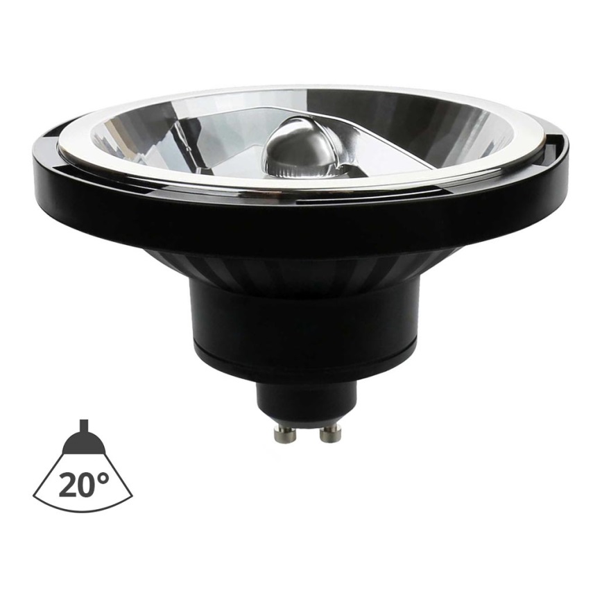 LED-pære AR111 GU10/10W/230V 4000K 20° sort