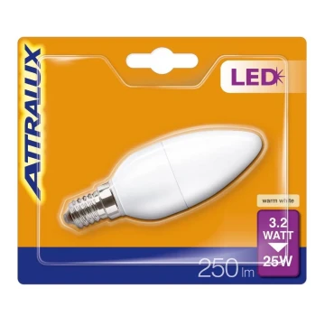 LED-pære B35 E14/3,2W/230V 2700K - Attralux