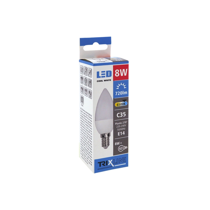 LED-pære C35 E14/8W/230V 6500K