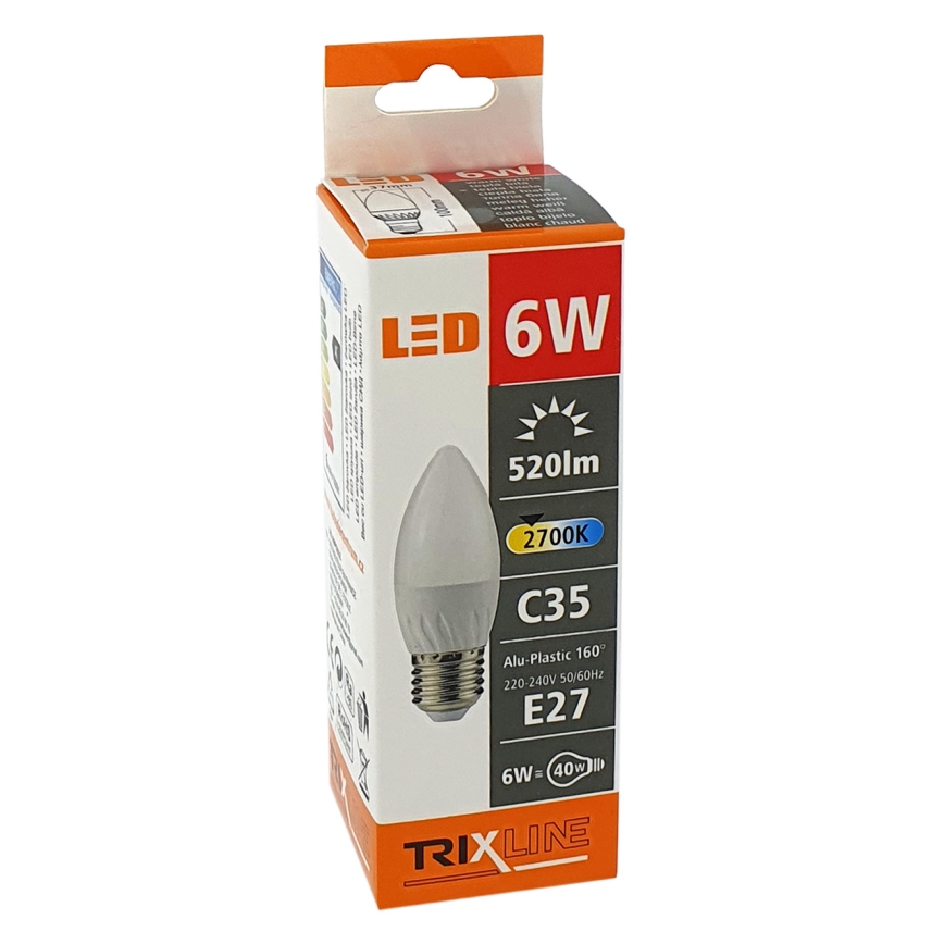 LED-pære C35 E27/6W/230V 2700K